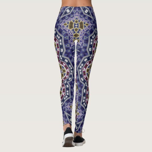 Abstracte folk mandala ethno traditionele sierbloe leggings (Achterkant)
