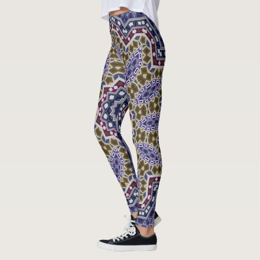 Abstracte folk mandala ethno traditionele sierbloe leggings (Links)