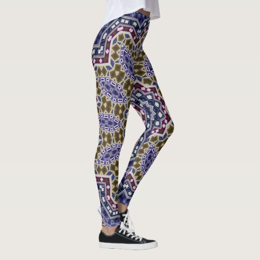 Abstracte folk mandala ethno traditionele sierbloe leggings (Rechts)