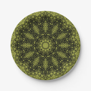 Abstracte folk mandala ethno traditionele sierbloe papieren bordje