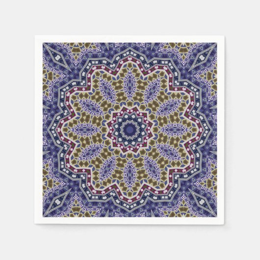 Abstracte folk mandala ethno traditionele sierbloe servet (Voorkant)