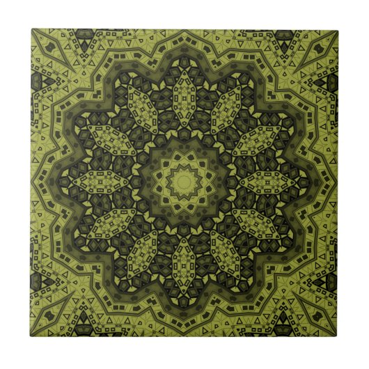 Abstracte folk mandala ethno traditionele sierbloe tegeltje (Voorkant)
