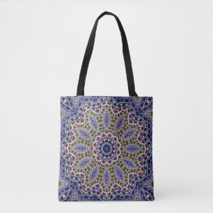 Abstracte folk mandala ethno traditionele sierbloe tote bag