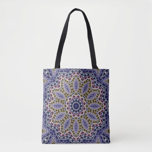 Abstracte folk mandala ethno traditionele sierbloe tote bag (Voorkant)