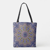 Abstracte folk mandala ethno traditionele sierbloe tote bag (Achterkant)