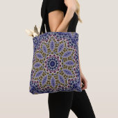 Abstracte folk mandala ethno traditionele sierbloe tote bag (Dichtbij)