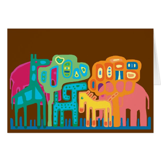 Abstracte folkkunst Afrikaanse dieren (Voorkant Horizontaal)