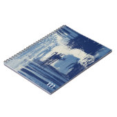 Abstracte foto van blauw en ivoren notitieboek (Linkerzijde)