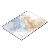 Abstracte foto van Blauw, Taupe en Gold Spiral Notitieboek (Linkerzijde)