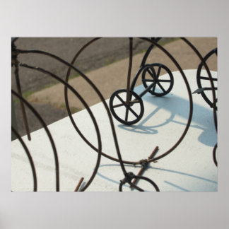 Abstracte foto van fietsen poster