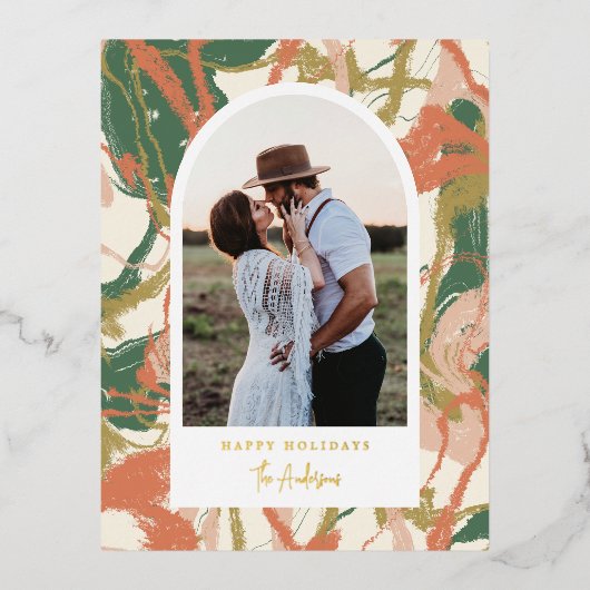 Abstracte foto van geverfd folie feestdagen briefkaart (Voorkant)