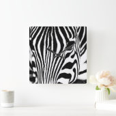 Abstracte foto van Zebra zwart en wit hoofd Vierkante Klok (Huis)