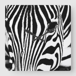Abstracte foto van Zebra zwart en wit hoofd Vierkante Klok
