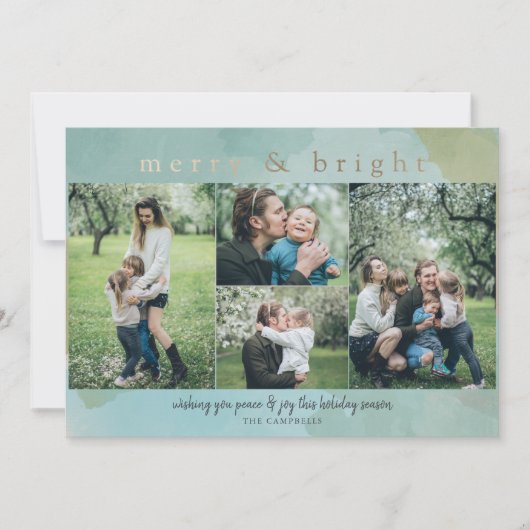 Abstracte fotocollage voor Merry en Bright Feestdagenkaart (Voorkant)