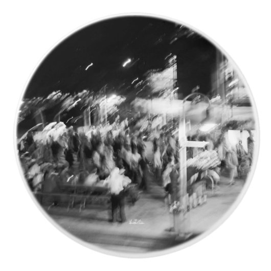 Abstracte fotodeurkruk zwart en wit keramische knop (Voorkant)