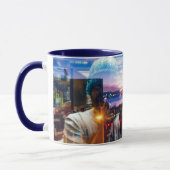 Abstracte fotograaf van de dageraad in de stad mok (Links)