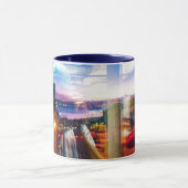 Abstracte fotograaf van de dageraad in de stad mok (Midden)