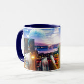 Abstracte fotograaf van de dageraad in de stad mok (Voorkant links)