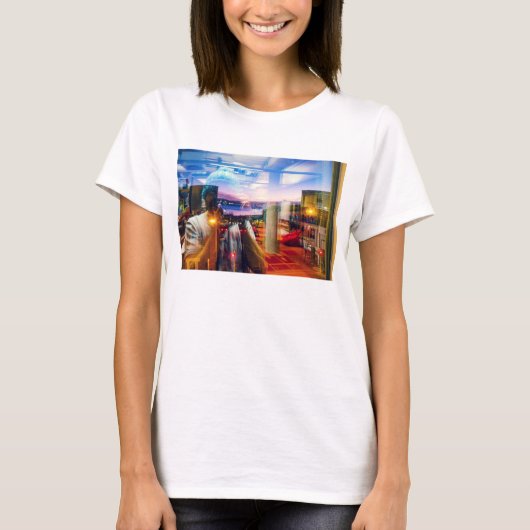Abstracte fotograaf van de dageraad in de stad t-shirt (Voorkant)