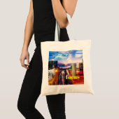 Abstracte fotograaf van de dageraad in de stad tote bag (Voorkant (product))