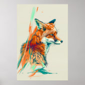 Abstracte Fox Art Print, levendige illustratie Poster (Voorkant)