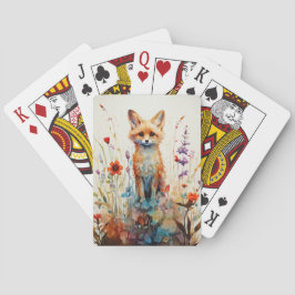 Abstracte Foxy Lady Onder de Bloemen Pokerkaarten