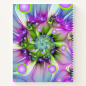 Abstracte fractaalnaam kleurrijke spiraalvormige r notitieboek (Achterkant)