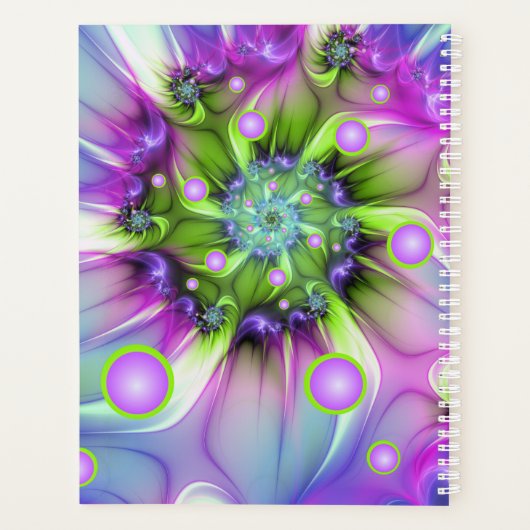 Abstracte fractaalnaam kleurrijke spiraalvormige r planner (Achterkant)