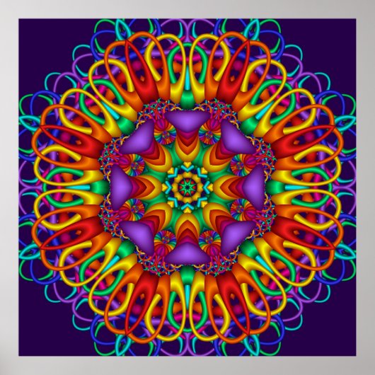 Abstracte fractal Bright shining Mandala Poster (Voorkant)