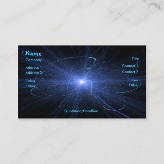 Abstracte fractal Burst (blauw) Visitekaartje (Voorkant)