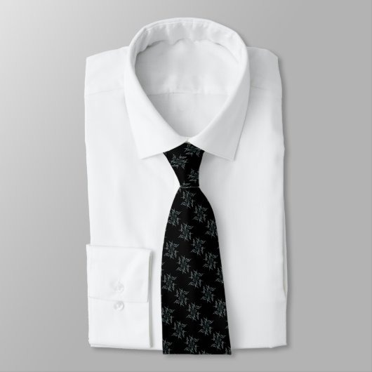 Abstracte Fractal White Snowflake op Black Necktie Stropdas (Gebonden)