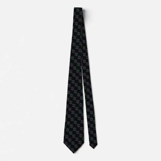 Abstracte Fractal White Snowflake op Black Necktie Stropdas (Voorkant)