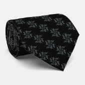 Abstracte Fractal White Snowflake op Black Necktie Stropdas (Opgerold)