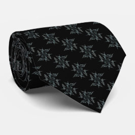 Abstracte Fractal White Snowflake op Black Necktie Stropdas