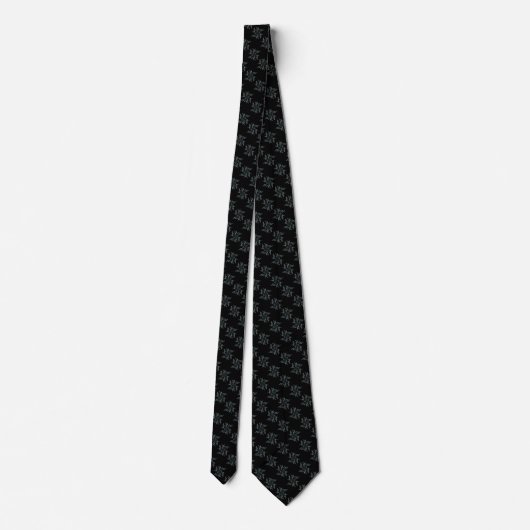 Abstracte Fractal White Snowflake op Black Necktie Stropdas (Achterkant)