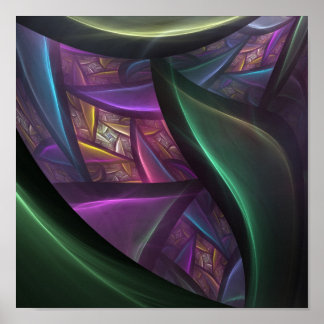 Abstracte fractale achtergrond poster