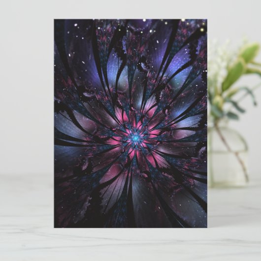 Abstracte fractale bloem. feestdagenkaart (Staand voorkant)