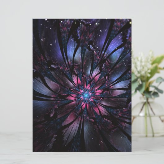 Abstracte fractale bloem. feestdagenkaart (Staand voorkant)