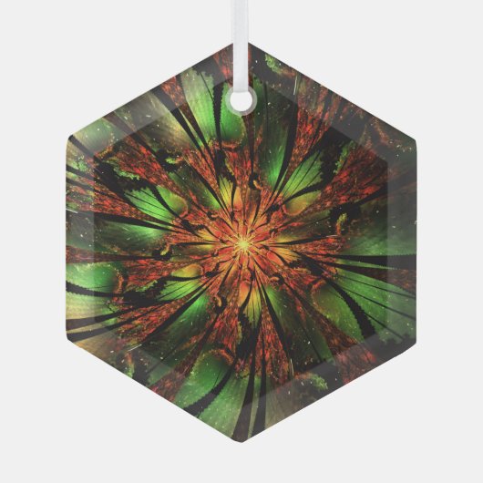 Abstracte fractale bloem. glas ornament (Voorkant)