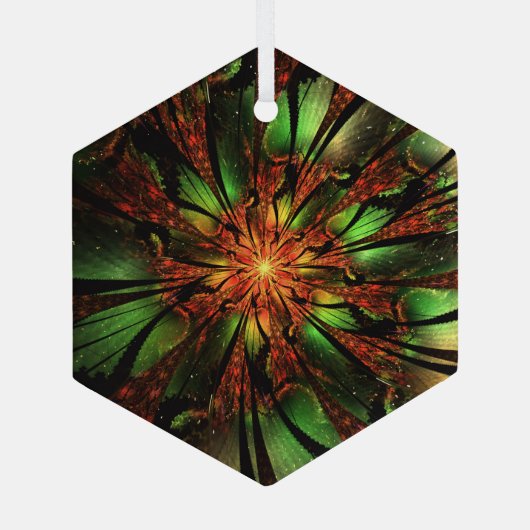 Abstracte fractale bloem. glas ornament (Achterkant)