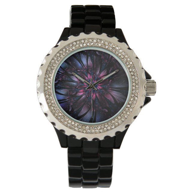 Abstracte fractale bloem. horloge (Voorkant)