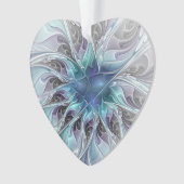Abstracte fractale bloem met blauw hart ornament (voorkant)