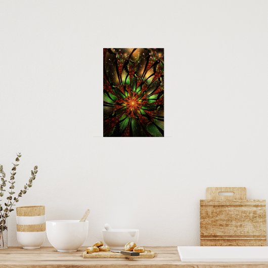 Abstracte fractale bloem. poster (Keuken)
