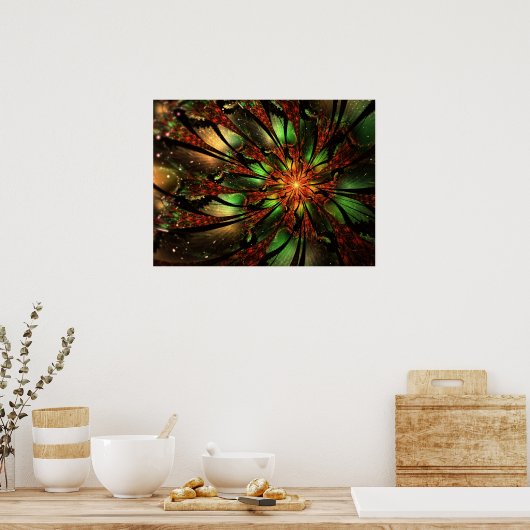 Abstracte fractale bloem. poster (Keuken)