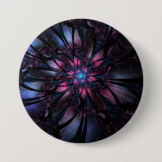 Abstracte fractale bloem. ronde button 7,6 cm (Voorkant)