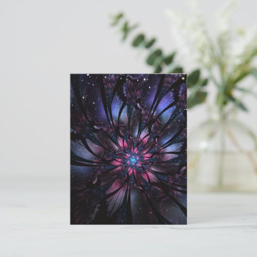 Abstracte fractale bloem. RSVP kaartje (Staand voorkant)