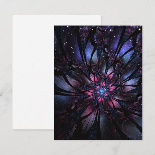 Abstracte fractale bloem. RSVP kaartje (Voorkant / Achterkant)