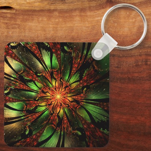 Abstracte fractale bloem. sleutelhanger (Achterkant)