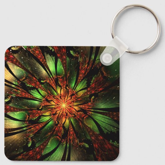 Abstracte fractale bloem. sleutelhanger (Achterkant)
