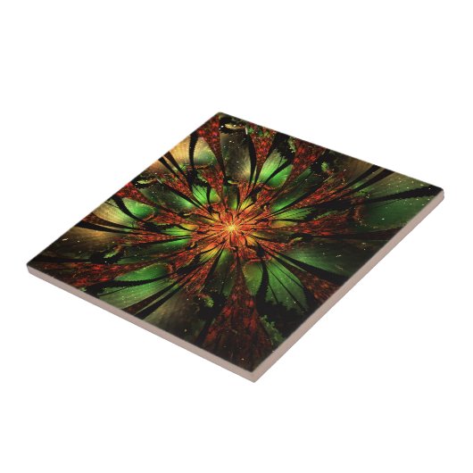 Abstracte fractale bloem. tegeltje (Zijkant)